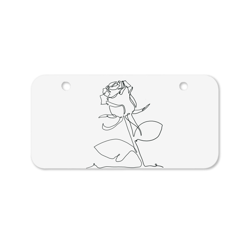 Rose Flower Plant One Line Art Bicycle License Plate | Artistshot