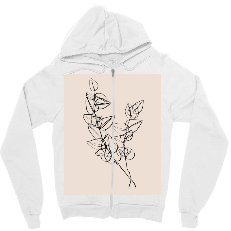 Dark Eucalyptus Leaves One Line Art Zipper Hoodie by Doodle Intent | Artistshot