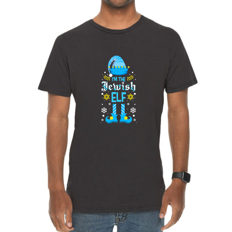 I Am The Jewish Elf Costume 8 Day Hanukkah Yiddish Menorah T Shirt Vintage T-shirt | Artistshot