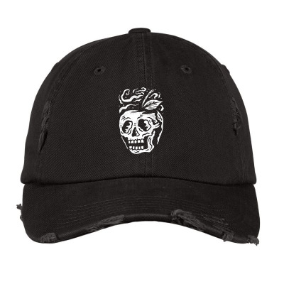 Apple Skull Funny Distressed Cap Designed By Shigit Store