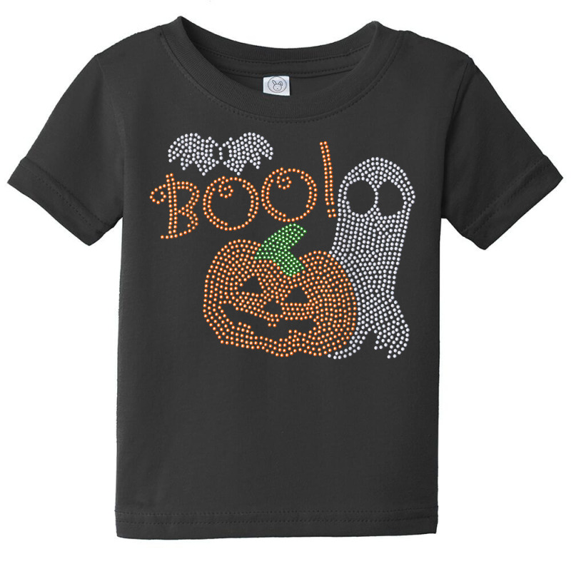 Rhinestone Transfer Pumpkin And Ghost With Boo For Halloween T Shirt Baby Tee by agueron | Artistshot