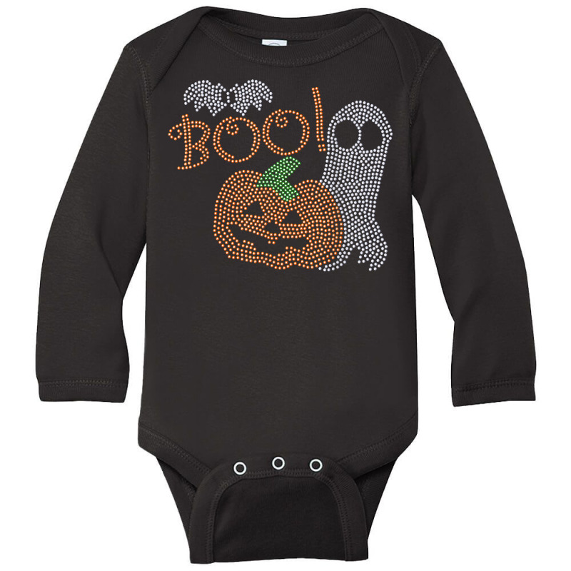 Rhinestone Transfer Pumpkin And Ghost With Boo For Halloween T Shirt Long Sleeve Baby Bodysuit by agueron | Artistshot