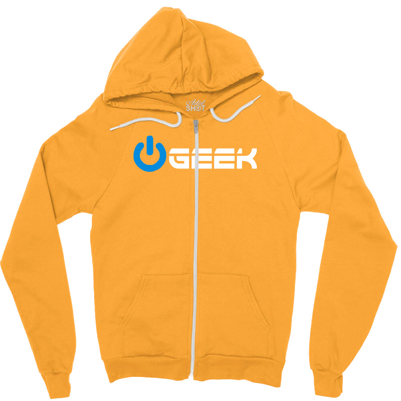 Geek (power On Button) Zipper Hoodie | Artistshot
