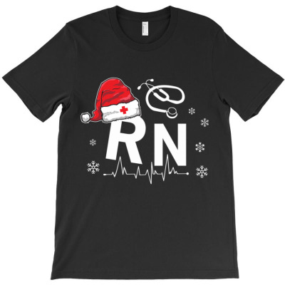 Rn Nurse Nursing Santa Hat T-shirt Designed By Bariteau Hannah