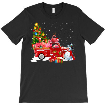 Flamingo Christmas Tree T-shirt Designed By Bariteau Hannah