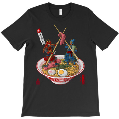 Samurai Duel Over Ramen T-shirt Designed By Bariteau Hannah