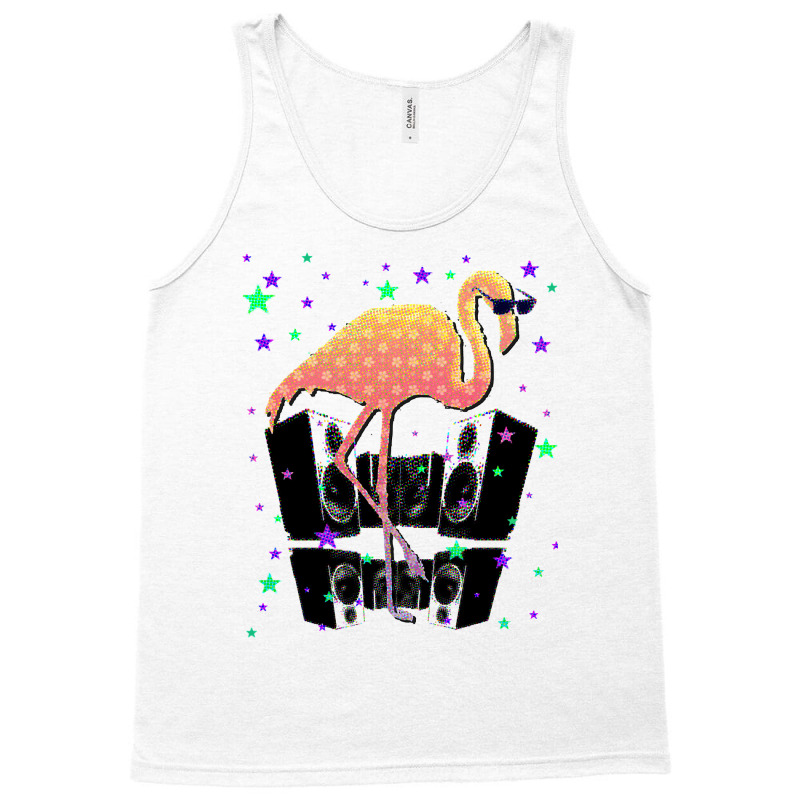 Flamingo With Sunglasses Speakers Stars Funny Dance Club Tank Top by golferu | Artistshot