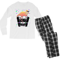 Flamingo With Sunglasses Speakers Stars Funny Dance Club Men's Long Sleeve Pajama Set | Artistshot