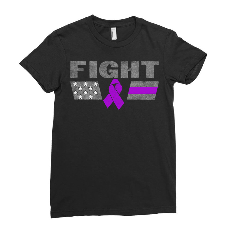 Alzheimers Awareness T  Shirt Fight Flag American Alzheimers Awareness Ladies Fitted T-Shirt by thaddeuscassin860 | Artistshot