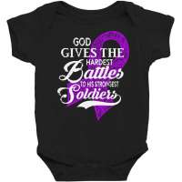 Alzheimers Awareness T  Shirt God Gives The Hardest Battles Strongest Baby Bodysuit | Artistshot