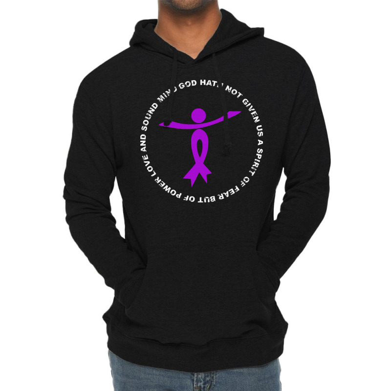 Alzheimers Awareness T  Shirt God Hath Not Given Spirit Of Fear Power Lightweight Hoodie | Artistshot