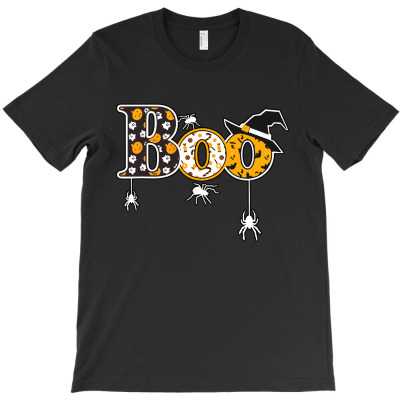 Boo With Spiders And Witch Hat Halloween T-shirt Designed By Max Sopacua