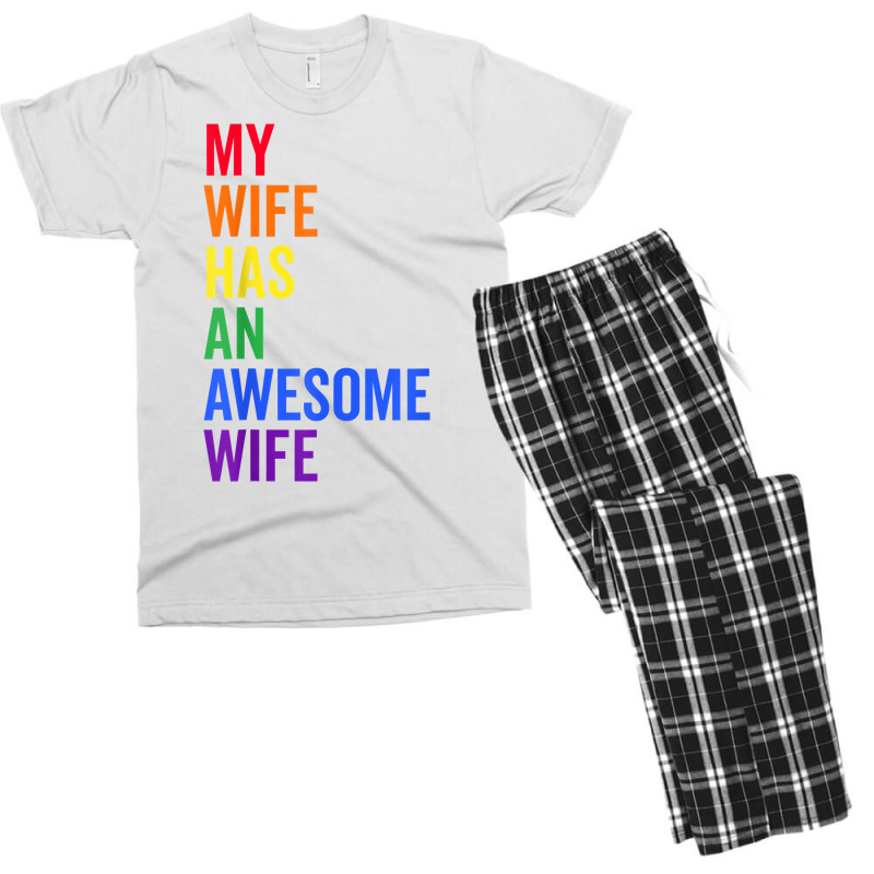 My Wife Has An Awesome Wife Funny Lesbian Wedding Gift T Shirt Men's T-shirt Pajama Set | Artistshot