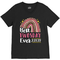 Happy Twosday 2022 Shirt Pink Leopard Twos Day 22222 T Shirt,black,sma V-neck Tee | Artistshot