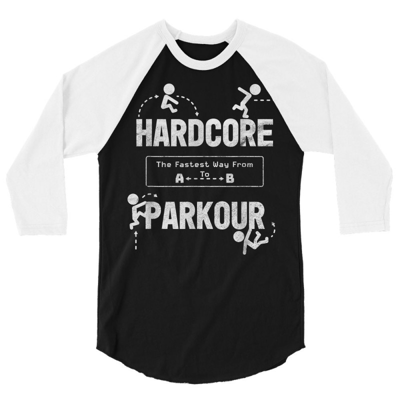 Hardcore Parkour Shirt With Stunt Performing Silhouettes 3/4 Sleeve Shirt | Artistshot