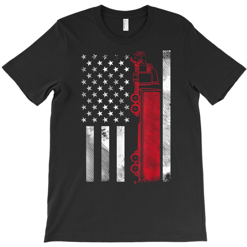 Us American Flag Semi Truck Driver 18 Wheeler Trucker Gift T Shirt T-shirt | Artistshot