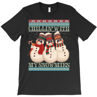 Chillin' With My Snowmies Ugly Christmas Snowman Sweatshirt T-shirt Designed By Nhan