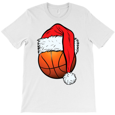 Christmas Basketball Ball Santa Hat Funny Xmas Men Sports T Shirt T-shirt Designed By Nhan