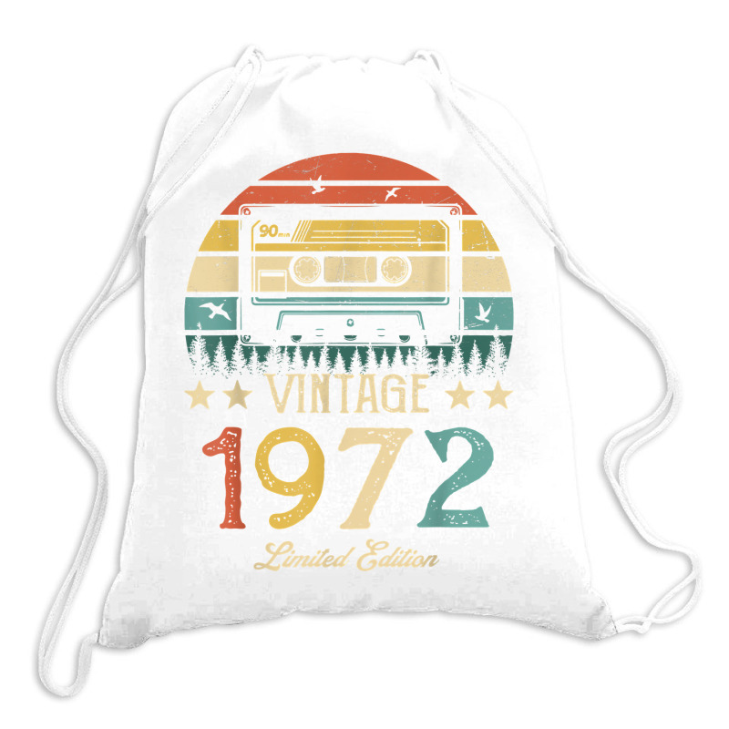 Vintage 1972 Retro Cassette 1972 50th Birthday 50 Years Old T Shirt Drawstring Bags | Artistshot