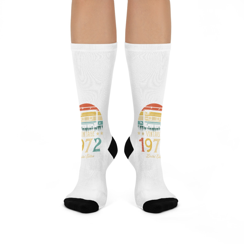 Vintage 1972 Retro Cassette 1972 50th Birthday 50 Years Old T Shirt Crew Socks | Artistshot