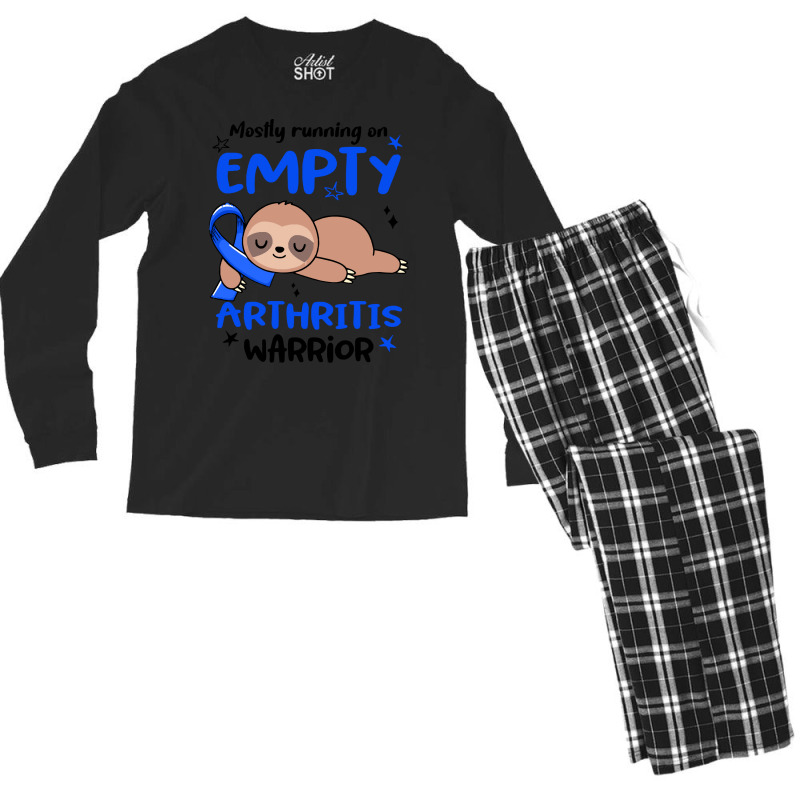 Arthritis Awareness T  Shirt Mostly Running On Empty Arthritis Warrior Men's Long Sleeve Pajama Set by biscuitsregularly | Artistshot