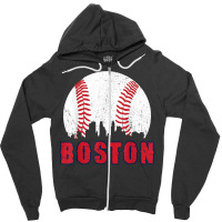 Vintage Boston Skyline Baseball Throwback For Red Game Day T Shirt Zipper Hoodie | Artistshot