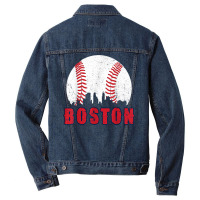 Vintage Boston Skyline Baseball Throwback For Red Game Day T Shirt Men Denim Jacket | Artistshot