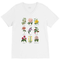 Vintage Botanical Floral Flower T Shirt T Shirt, White V-neck Tee | Artistshot