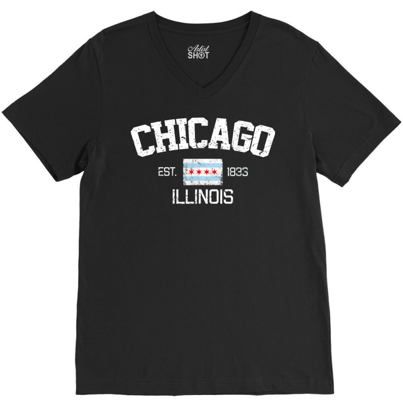 Vintage Chicago Illinois Est. 1833 Gift T Shirt V-neck Tee | Artistshot