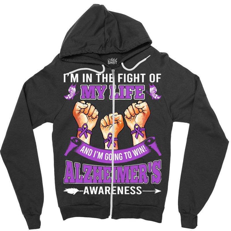 Alzheimers Awareness In The Fight T  Shirt Alzheimer's Awareness In Th Zipper Hoodie by musselrhinoceros | Artistshot