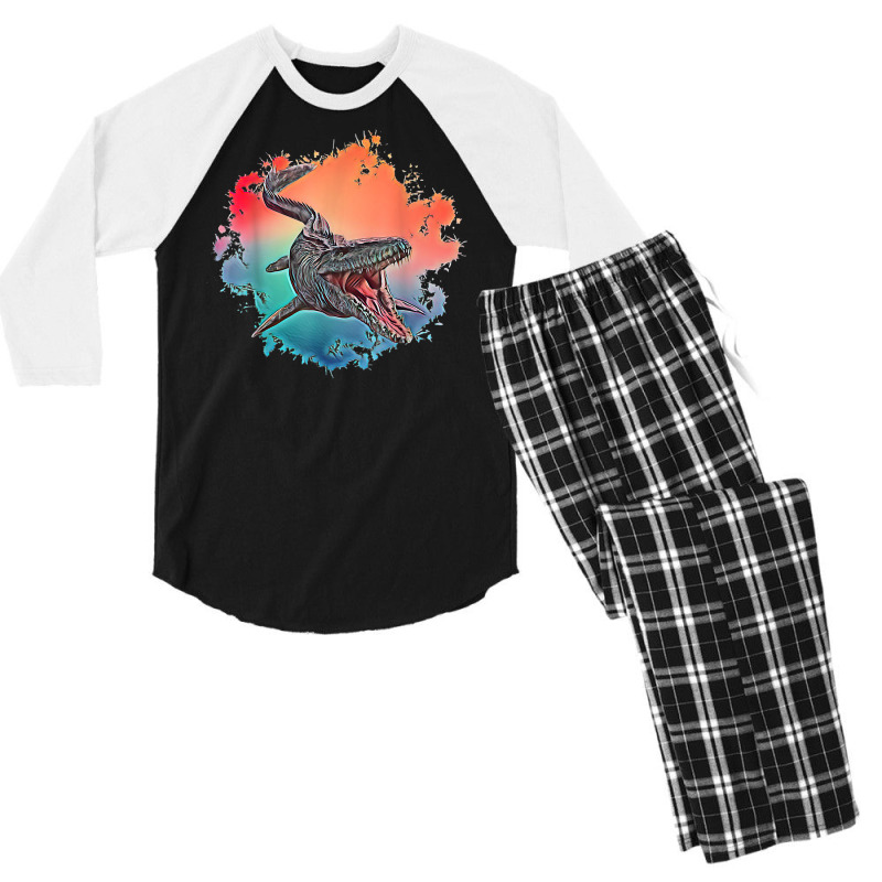 Mosasaurus Dinosaur Motif Prehistoric Predator Design Dino T Shirt Men's 3/4 Sleeve Pajama Set | Artistshot