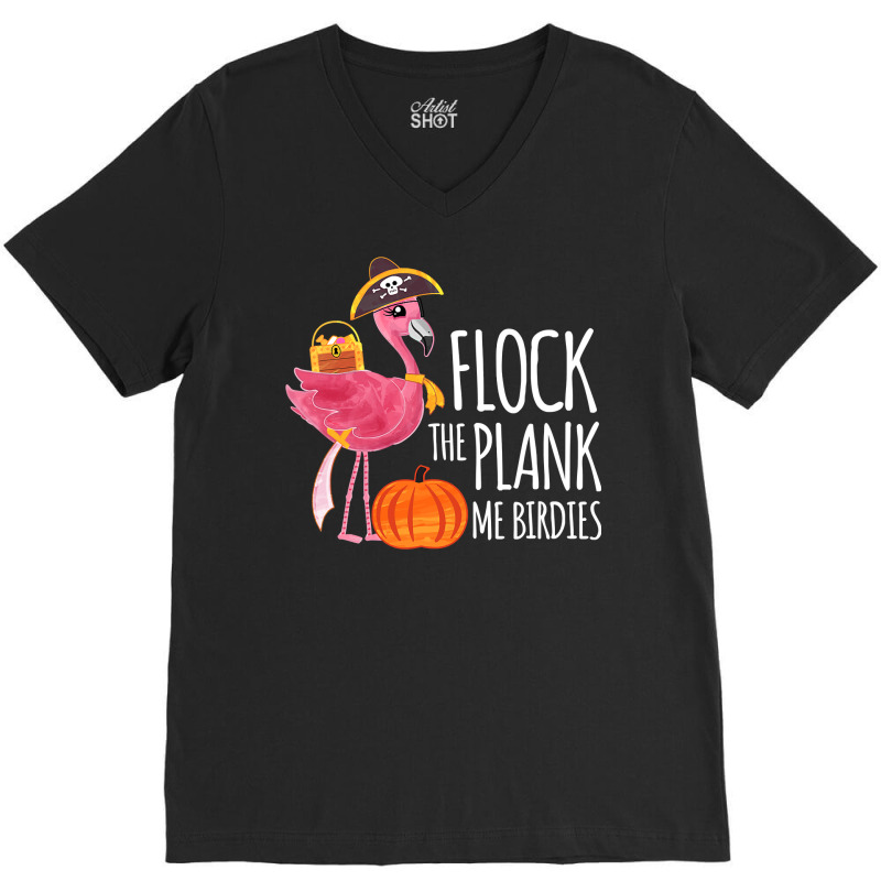 Flamingo Tropical Cute Halloween Flamingo Pirate Flock The Plank Costu V-neck Tee | Artistshot