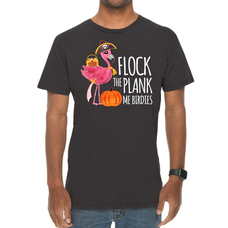 Flamingo Tropical Cute Halloween Flamingo Pirate Flock The Plank Costu Vintage T-shirt | Artistshot