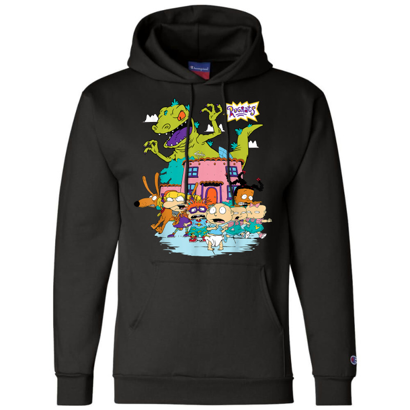 Rugrats Running Away From Reptar T Shirt Champion Hoodie by bhuvanseeliger | Artistshot