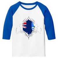 Falkland Islands T  Shirt Two Hands Ripping Revealing Flag Of Falkland Youth 3/4 Sleeve | Artistshot