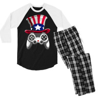 Video Game 4th Of July Gaming Funny Boys Kids Teens Gamer T Shirt Men's 3/4 Sleeve Pajama Set | Artistshot