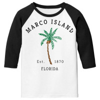 Womens Marco Island Florida Colorful Palm Tree Retro Novelty Art V Nec Youth 3/4 Sleeve | Artistshot