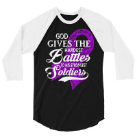 Alzheimers Awareness T  Shirt God Gives The Hardest Battles Strongest 3/4 Sleeve Shirt | Artistshot