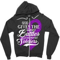 Alzheimers Awareness T  Shirt God Gives The Hardest Battles Strongest Zipper Hoodie | Artistshot