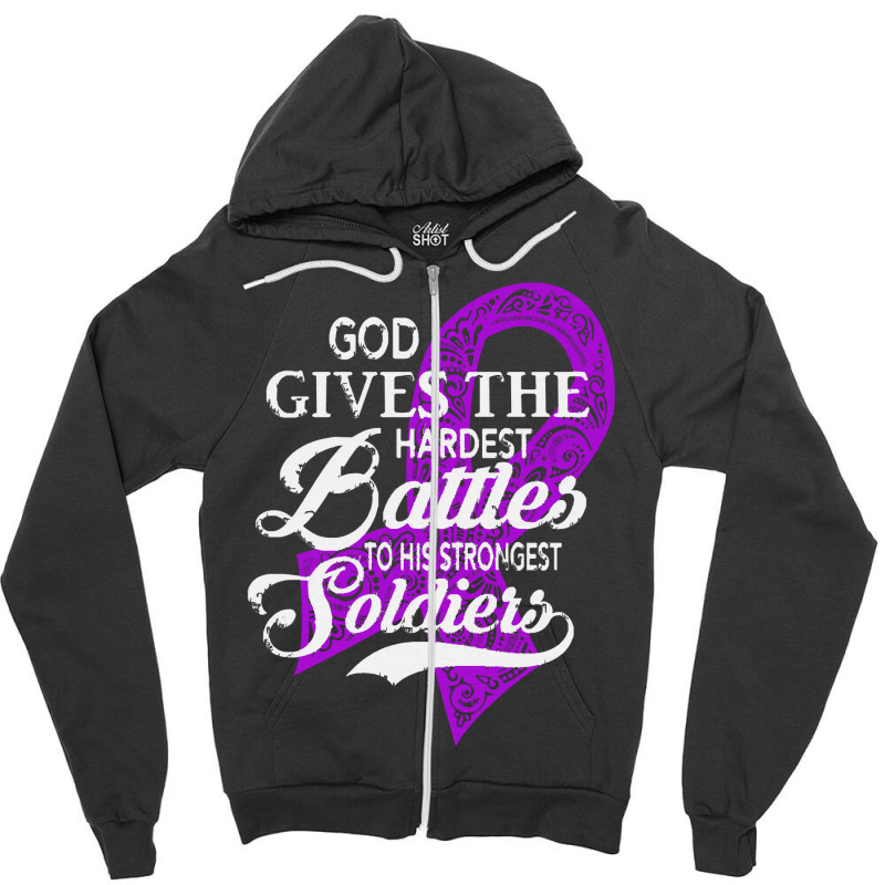 Alzheimers Awareness T  Shirt God Gives The Hardest Battles Strongest Zipper Hoodie | Artistshot