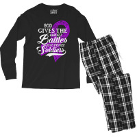 Alzheimers Awareness T  Shirt God Gives The Hardest Battles Strongest Men's Long Sleeve Pajama Set | Artistshot