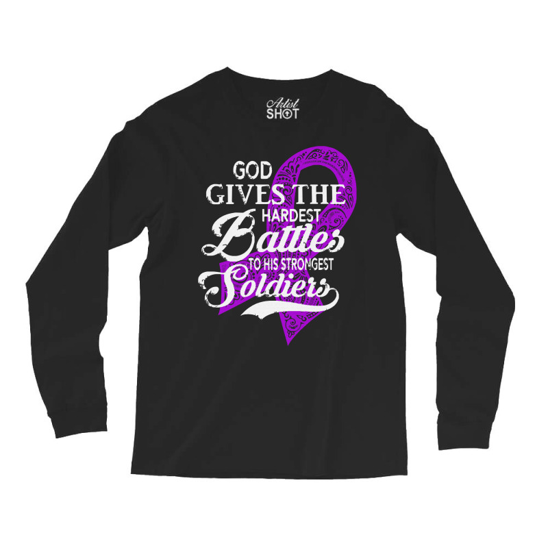 Alzheimers Awareness T  Shirt God Gives The Hardest Battles Strongest Long Sleeve Shirts | Artistshot