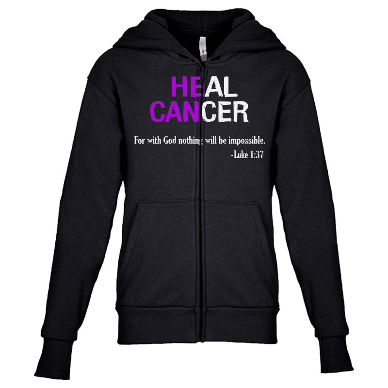 Alzheimers Awareness T  Shirt Heal Cancer God Nothing Will Be Impossib Youth Zipper Hoodie | Artistshot