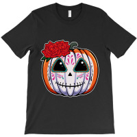 Pumpkin Sugar Skull Head Flower Dead Day Muertos Halloween T Shirt T-shirt | Artistshot