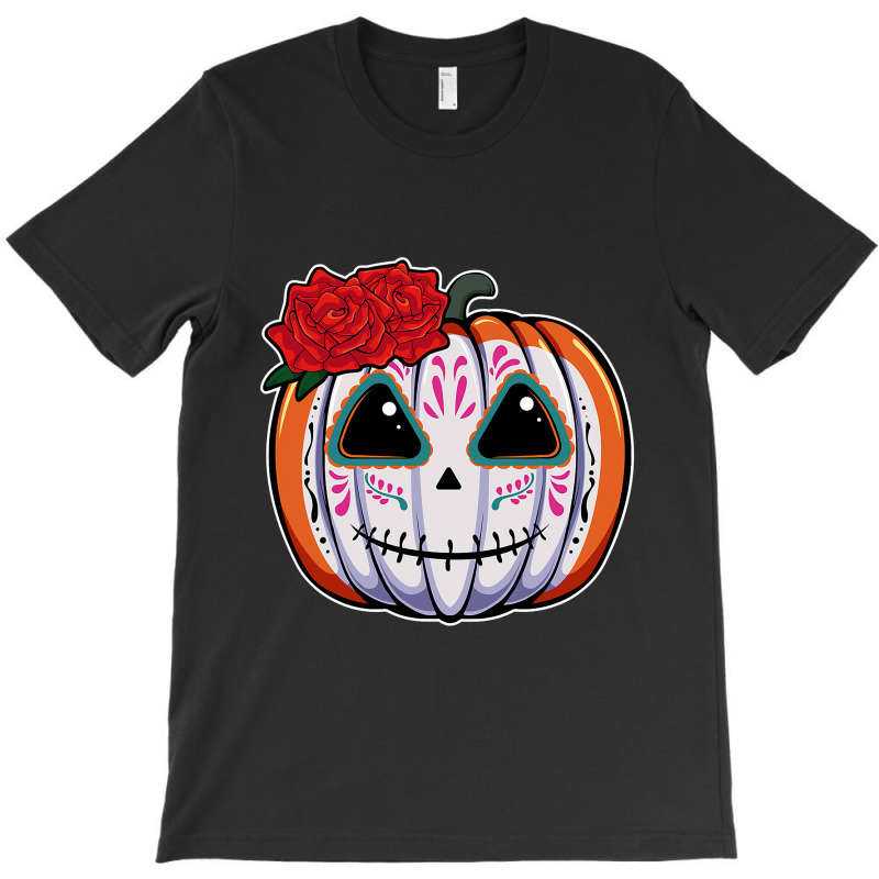 Pumpkin Sugar Skull Head Flower Dead Day Muertos Halloween T Shirt T-shirt | Artistshot