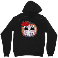 Pumpkin Sugar Skull Head Flower Dead Day Muertos Halloween T Shirt Unisex Hoodie | Artistshot