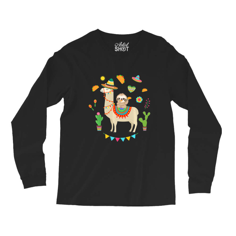 Sloth Riding Llama Mexican Fiessta Costume Taco Gift Premium T Shirt Long Sleeve Shirts | Artistshot