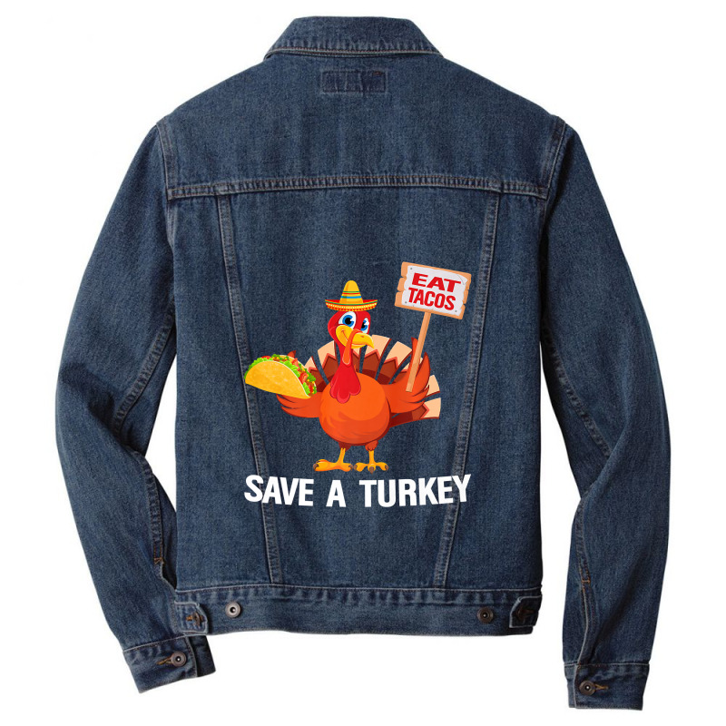 Turkey Eat Tacos Funny Thanksgiving Shirt Mexican Sombrero Premium T S Men Denim Jacket | Artistshot