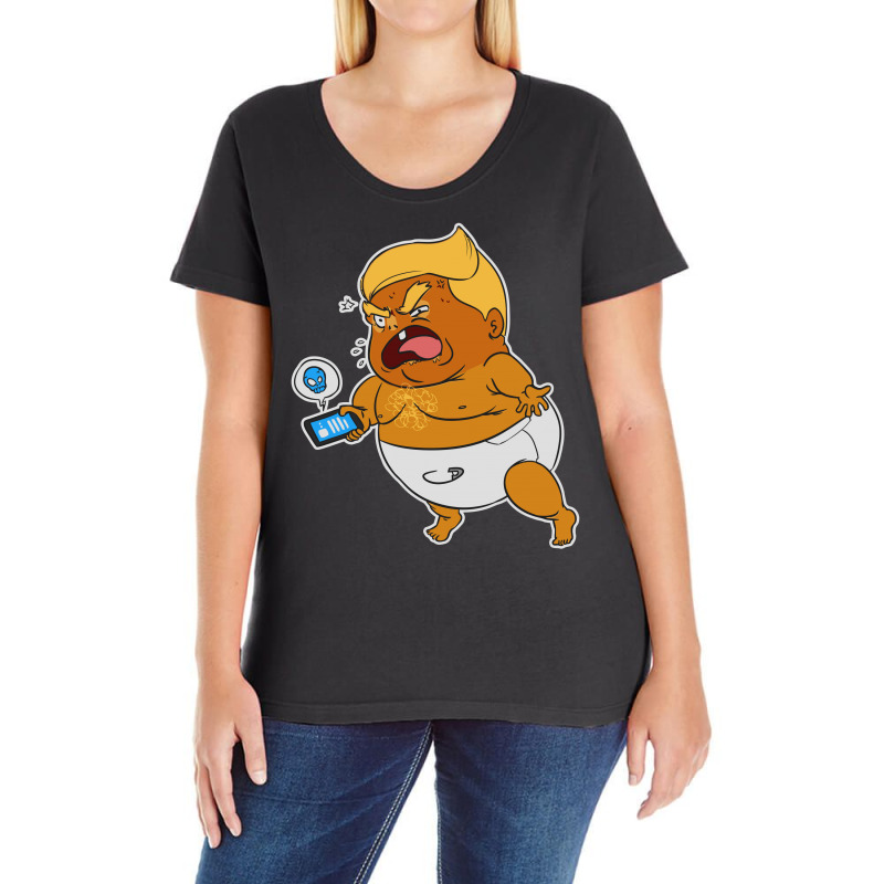 Baby Trump Crying Tweet Ladies Curvy T-Shirt by Blue | Artistshot