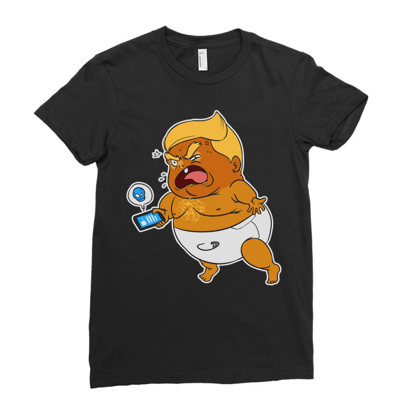 Baby Trump Crying Tweet Ladies Fitted T-Shirt by Blue | Artistshot